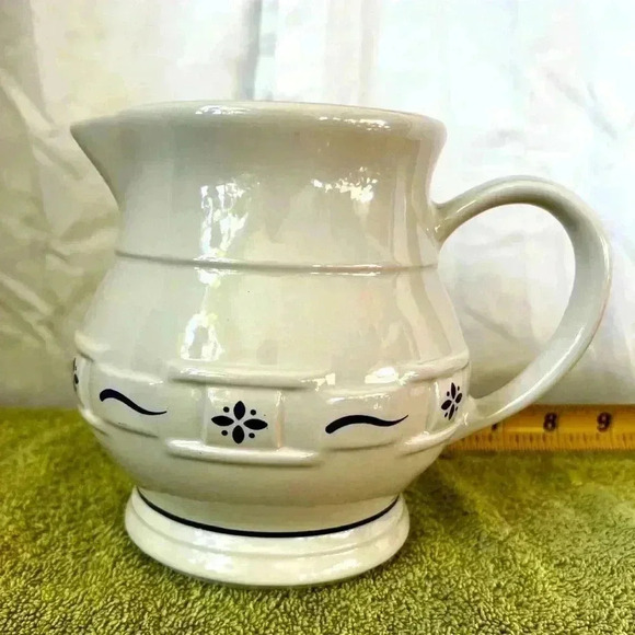 Longaberger Pottery Blue Woven Traditions 1 Quart Pitcher - Picture 1 of 6